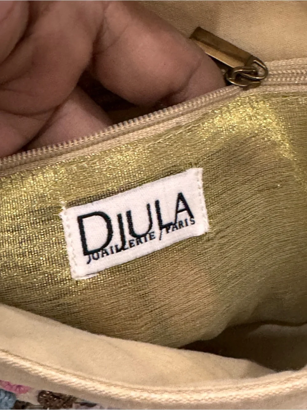 Djula Paris Beaded Multicolor Embroidered Envelope Clutch